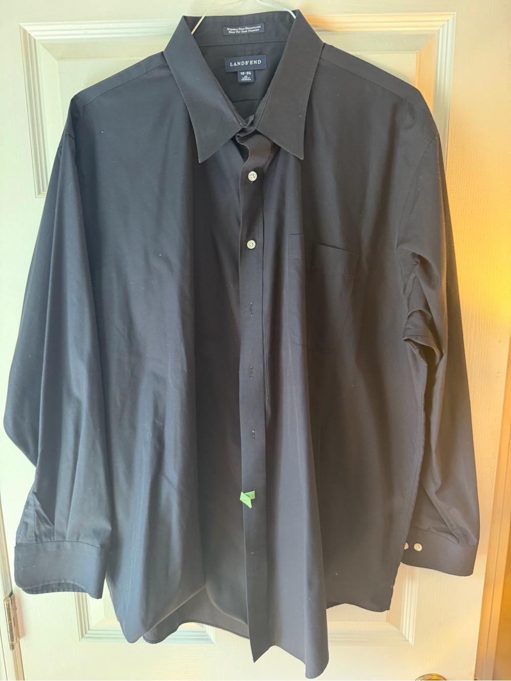 Lands' End Men's Long-Sleeve Black Dress Shirt